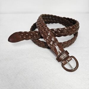 Polo Ralph Lauren 42" Max Belt Vintage Braided Woven Brown Leather Brazil Pony